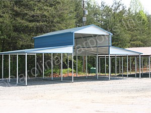 Boxed Eave Roof Style Carolina Barn With Gables and Step Down Panels